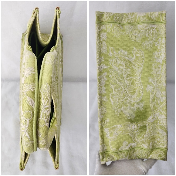 Auth Dior Embroidered Toile De Jouy Green Book Tote Bag - Picture 12 of 14